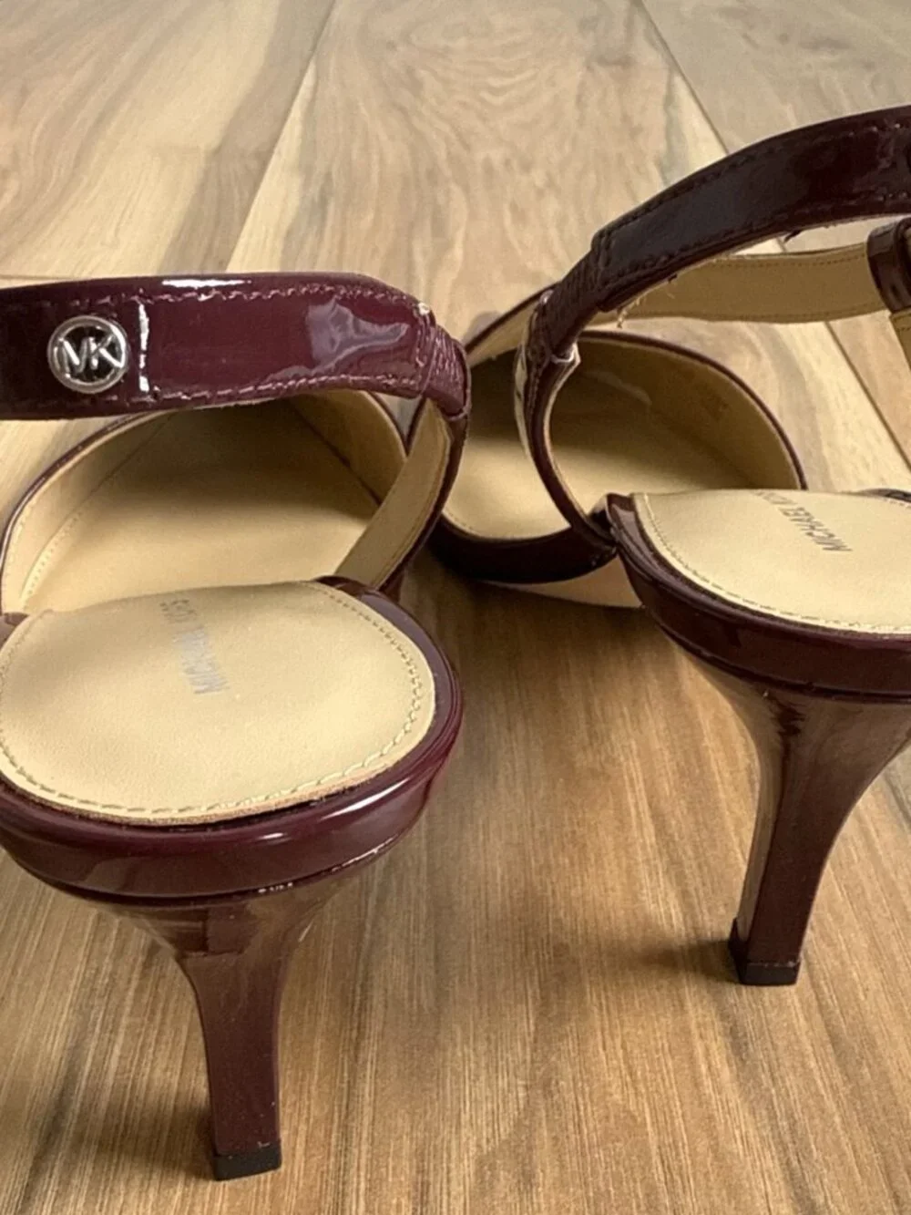 Michael Kors Jaida Slingback Pumps 7M Oxblood Patent Leather Pointed Toe - Picture 3 of 7